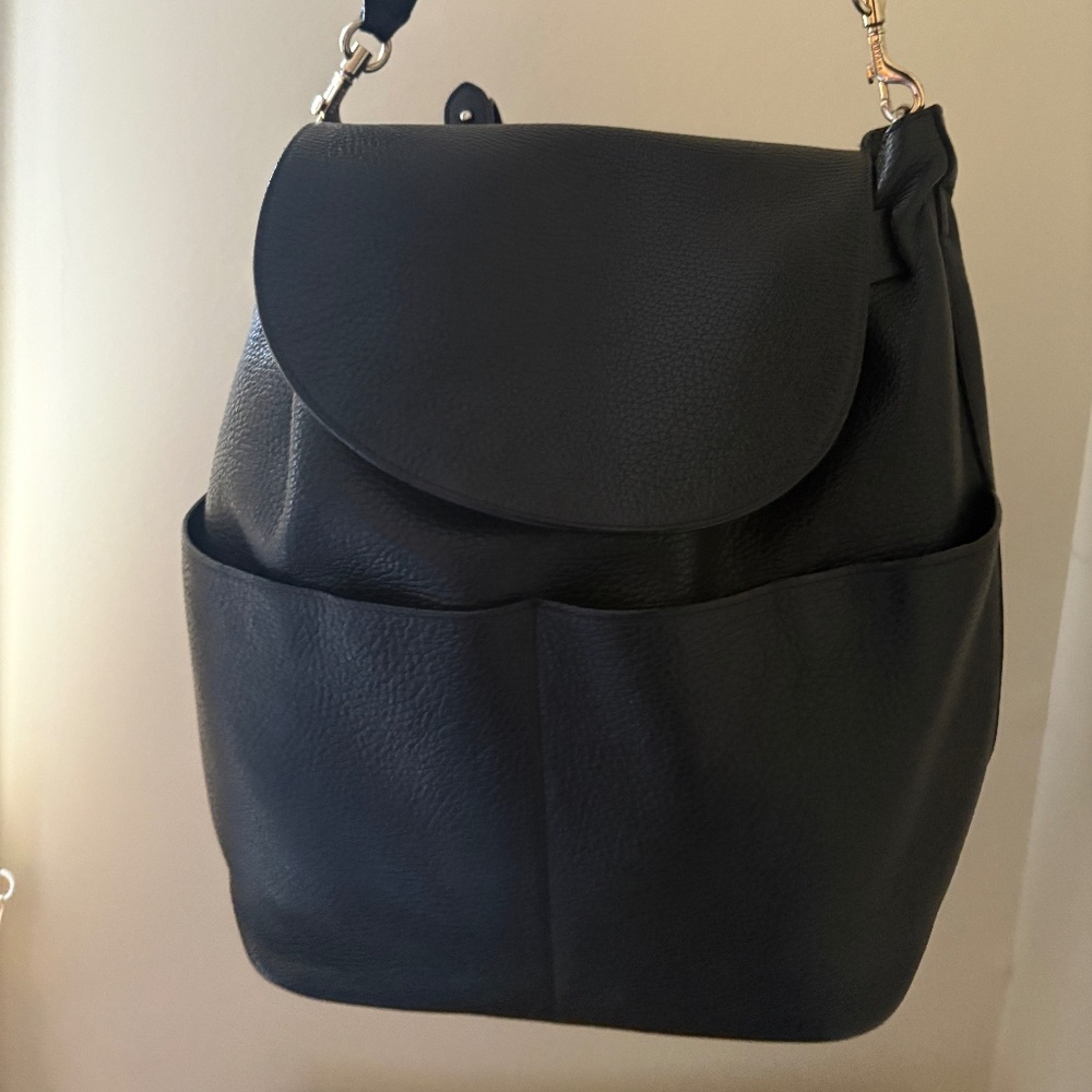 Cuyana Black Pebbled Leather Backpack (earlier style)